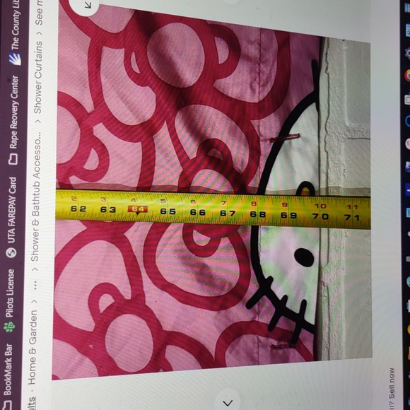 Hello Kitty Pink Shower Curtain 72" x 72" Cotton Fabric Bows Polka Dots Pink AOP - Picture 11 of 11